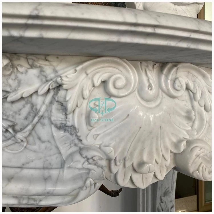 Carving Antique Marble Fireplace Mantel