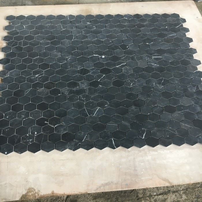 Hexagon Black Marquina Mosaic Tile