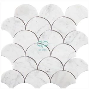 Carrara Marble Fish Scale Tile
