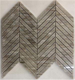 Chevron polerad marmor mosaik kakel
