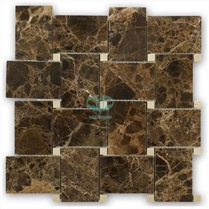 Mörk Emperador Marble Basketweave Mosaik