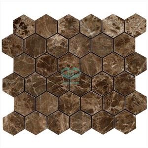 Dark Emperador Marble Hexagon Mosaic Tiles