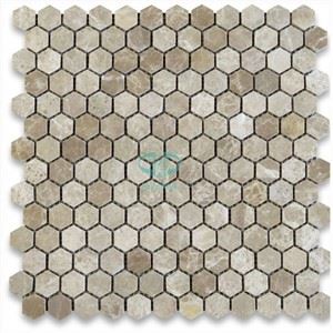 Light Emperador Marble Hexagon Mosaic Tiles