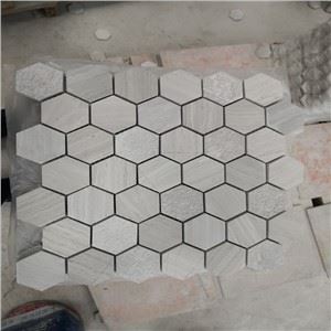 Trä vit serpeggiante marmor mosaik kakel