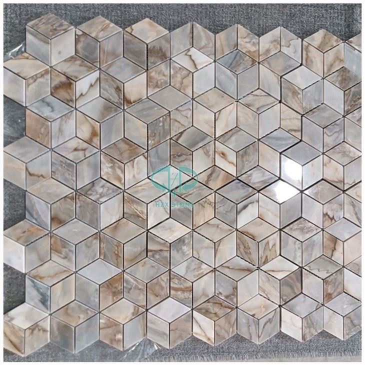 3D Cube Marble Mosaic Tiles