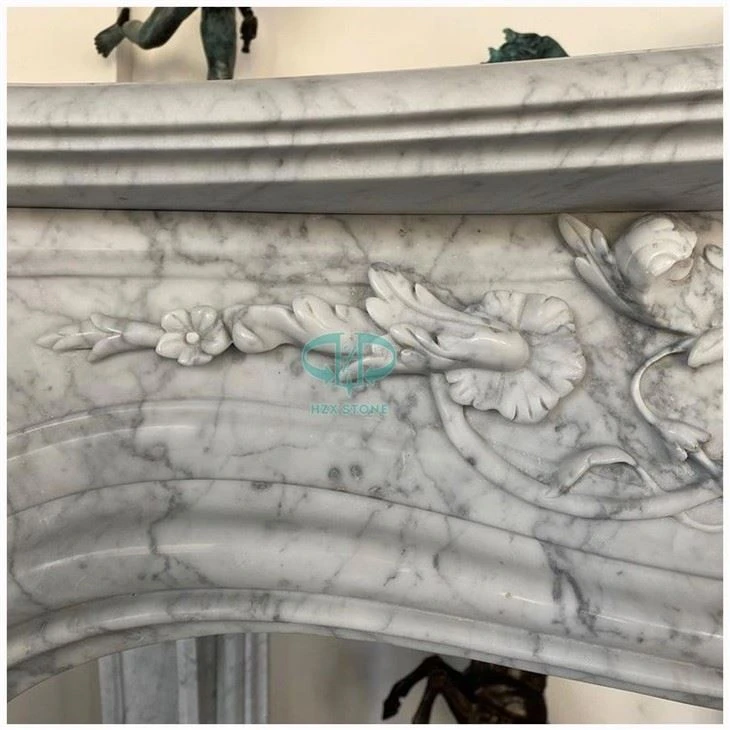 Antique White Marble Fireplace Mantel
