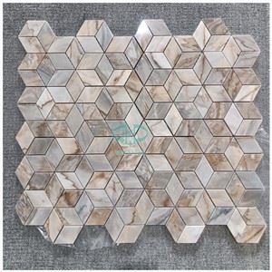 Brun marmor Rhombus 3D mosaik kakel