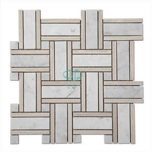 Carrara Marmor Korgweave Kakel